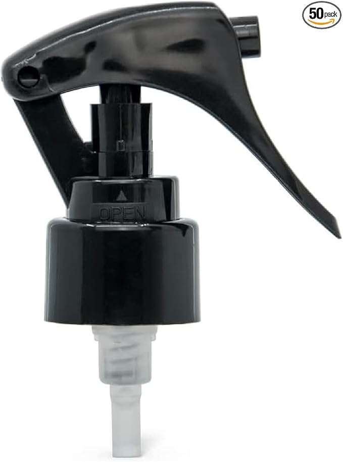 uh*Roh*Muh 24/410 Mini Trigger Sprayer (Pack of 50) Black - Smooth Skirt Design, Easy Fit, Adjustable Spray Nozzle - Perfect for DIY, Home, and Garden Use
