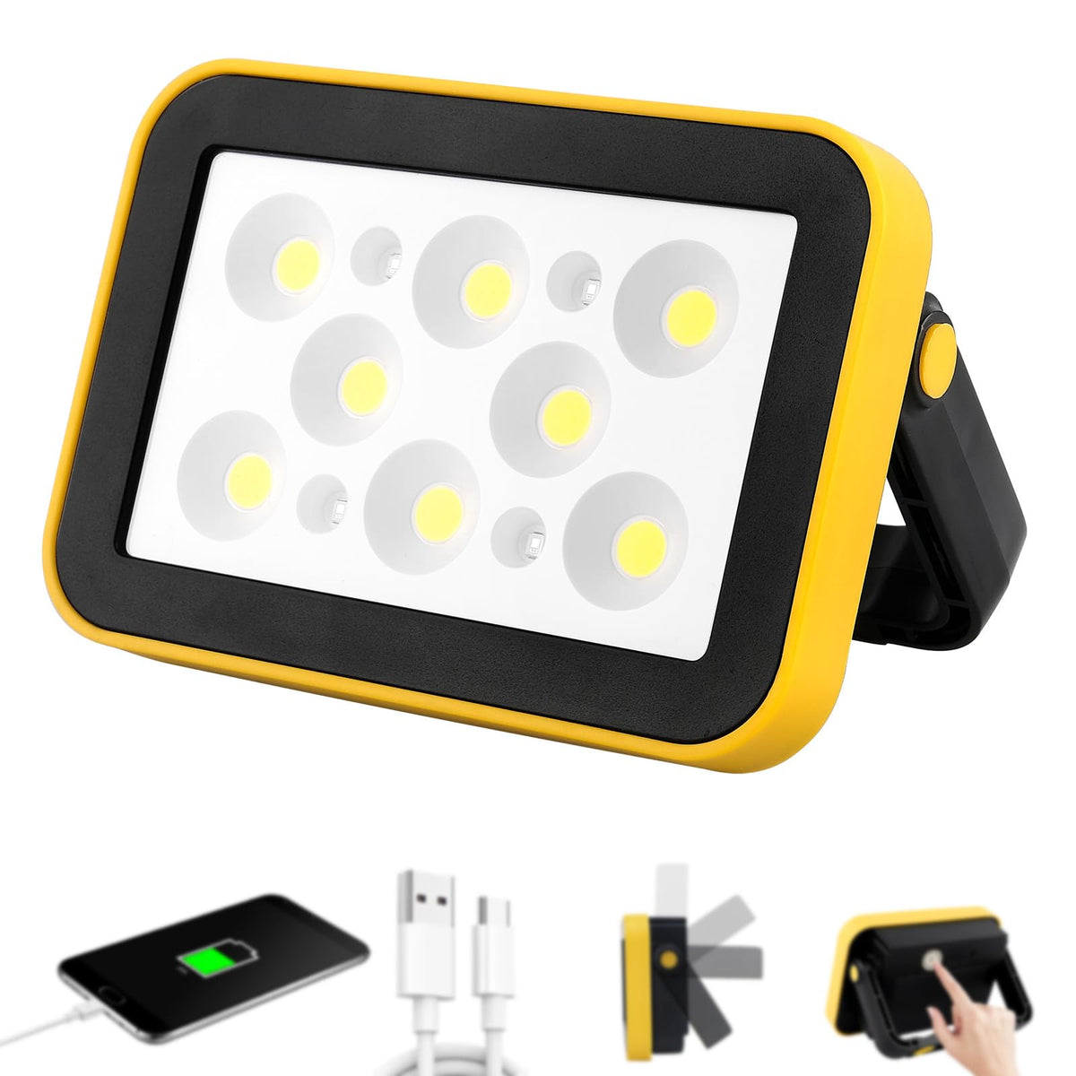 USB Rechargeable Flood Light, COB Work Light with 5 Light Modes - Image 1