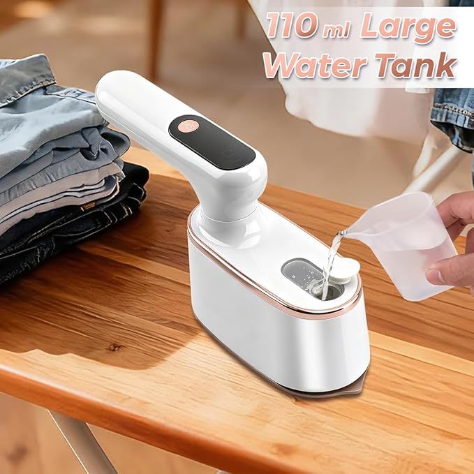 Steamer for Clothes, 1200W Portable Travel Steamer Iron Handheld Garment Wrinkle Remover 15s Heat-up Rotatable Head 110ml Water Tank with Measuring Cup for Home Office Traveling Trips