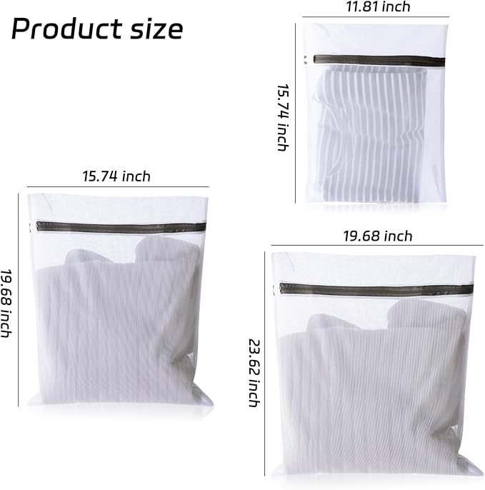 Mesh Laundry Bags, Reusable Delicate Laundry Bag Small Mesh Bags for Laundry, Zipper Laundry Bags Mesh Wash Bags for Lingerie, Bras, Socks, Trousers, T-shirt (3)