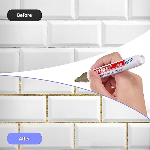 5 Pieces Grout Tile Pen Repair Pen,Renew Tile Lines, Restoring Tile Wall Floor Bathrooms and Kitchen(Gold)