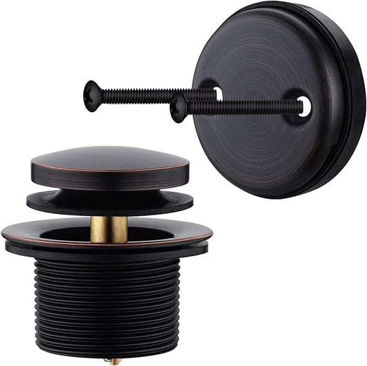 Brass Tip-Toe Tub Drain Kit with Basket Strainer and Two Hole Overflow Faceplate, Oil Rubbed Bronze