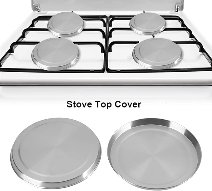 Stainless Steel Round Stove Burner Covers, 2PCS 8.07in and 2PCS 6.5in Round Gas Electric Range Top Covers for Extra Counter Space Heatproof and Decorative Kitchen Organizer