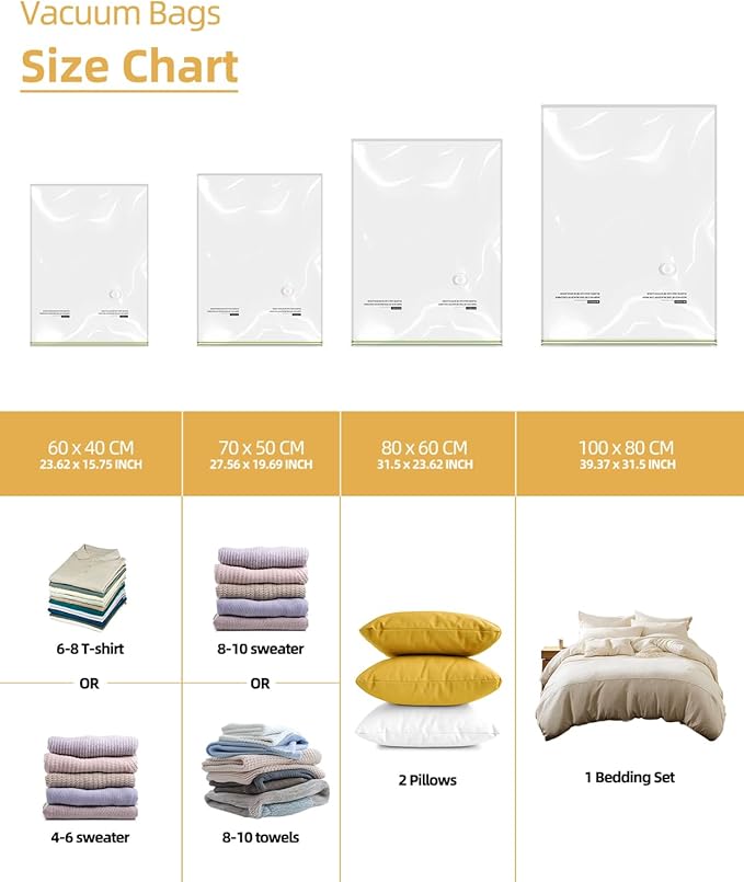 Vacuum Storage Bags for moving, Vacuum Seal Bags for Memory Foam, Latex, Clothing & Bedding, Space Saver Bags for Organization and Storage (10 Small)