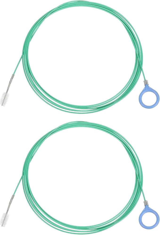 HARFINGTON 2 Pcs Tube Cleaning Brush 197" Long Nylon Bristles Flexible Tube Cleaner Tool with Handle Automotive Drain Pipe Dredging Tool for Narrow Tubes Cleaning Refrigerator Drain, Green