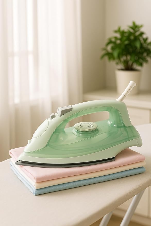 J&V TEXTILES Steam Iron with Ceramic Soleplate, Adjustable Temperature Control, Burst Steam Function, Anti-Calc System, Self-Clean Feature for All Fabrics (Green)