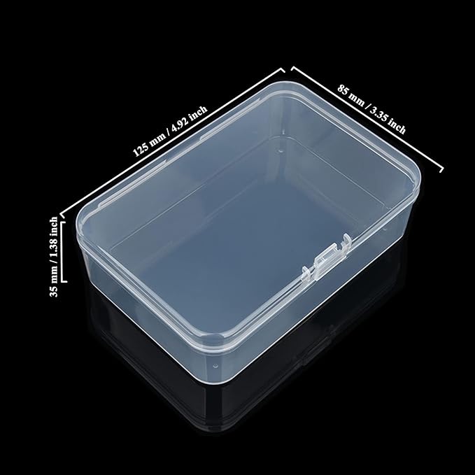 8 Pack Rectangular Clear Plastic Storage Containers Box with Hinged Lid for Beads and Other Small Craft Items (4.92 x 3.35 x 1.38 inch)