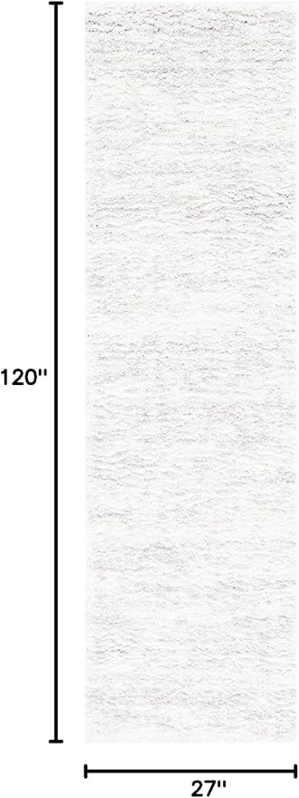 SAFAVIEH Berber Shag Collection Runner Rug - 2'3" x 10', Ivory & Light Grey, Non-Shedding & Easy Care, 1.2-inch Thick Ideal for High Traffic Areas in Living Room, Bedroom (BER563F)