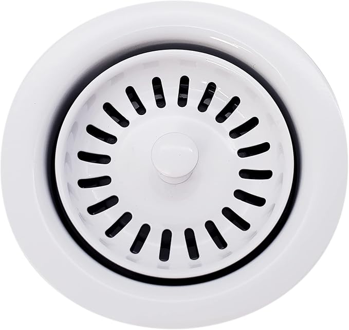 Westbrass D2089SEV-50 3-1/2" Kitchen Sink Waste Disposal Drain Flange and Basket Strainer, Powder Coat White