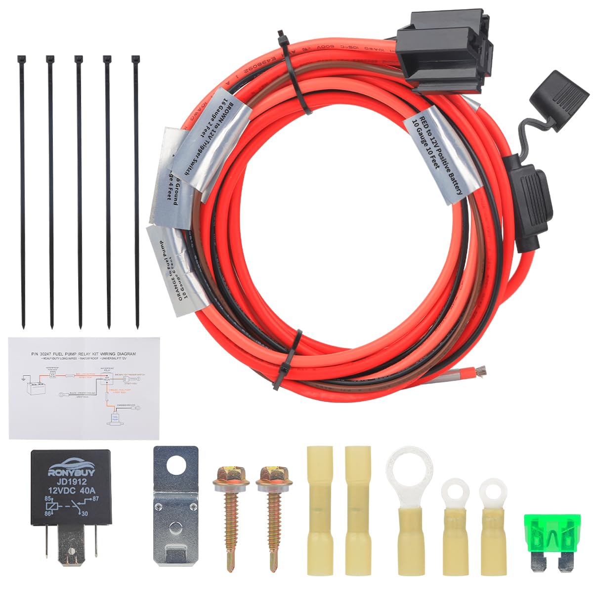 Electric Fuel Pump Relay Kit 12V P/N 30247 Wiring Harness Kit - Image 1