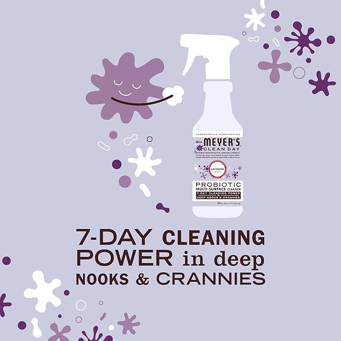 MRS. MEYER'S CLEAN DAY Probiotic Multi-Surface Spray, Made with Essential Oils and Other Thoughtfully Chosen Ingredients Lavender, 16 Fl Oz