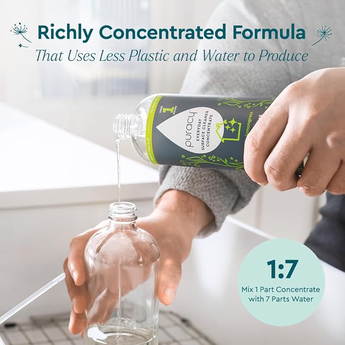 Puracy Multi-Surface Cleaner Concentrate - Plant-Powered All Purpose Cleaner - Surface Cleaner Solution As Seen on TikTok (Green Tea + Lime, 16 fl oz, 1 Pack)
