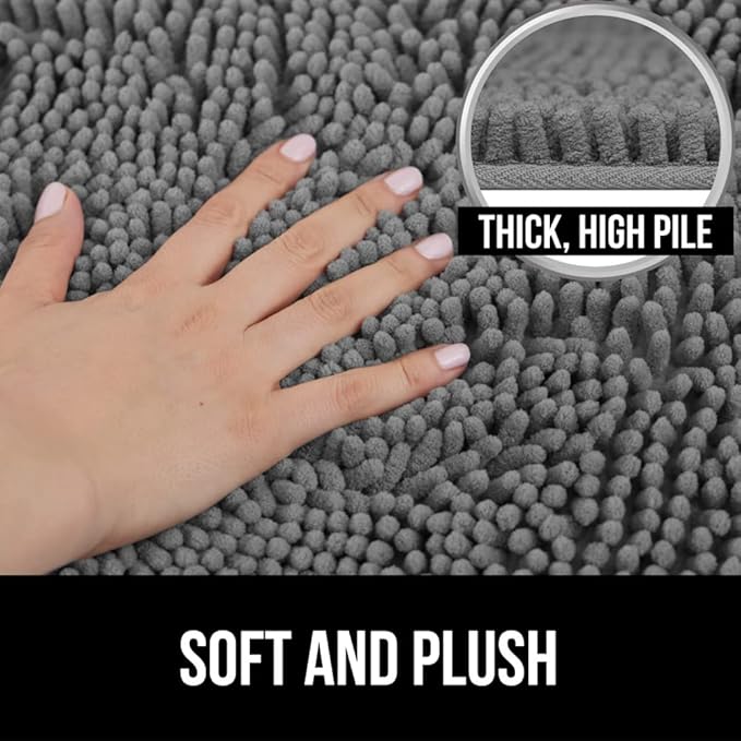 GORILLA GRIP Waffle Shower Curtain and Area Rug Set, Waffle Shower Curtain Size 72x72, Washable, Contour Set Includes 30x20 Bath Rug and Toilet Mat, Microfiber Quick Dry, Both in Gray, 2 Item Bundle