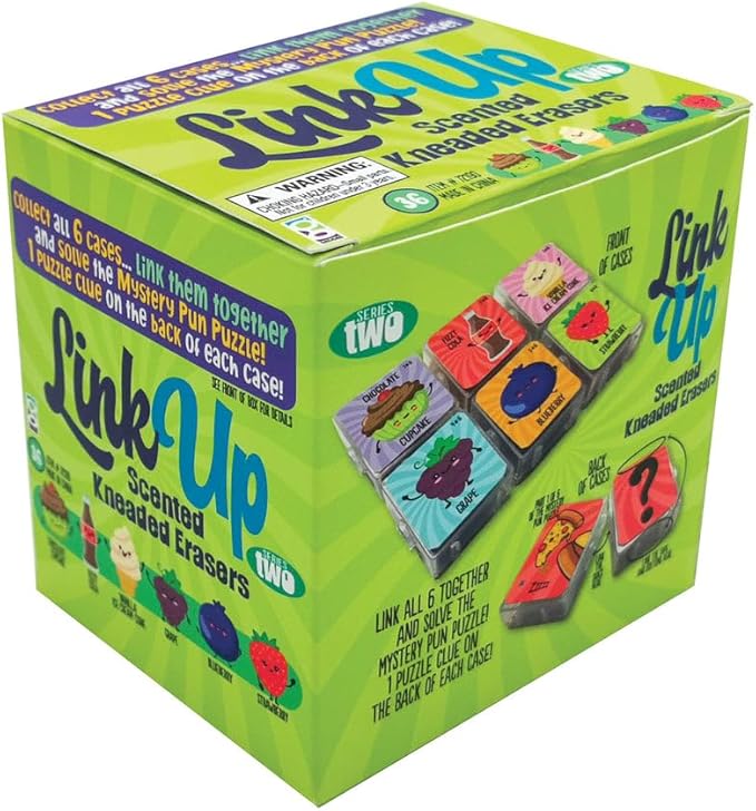 Raymond Geddes Link Up Scented Kneaded Erasers (Series Two - 36 Pieces) - 6 Moldable Eraser Designs with Snap Case - Fun Puzzle Kids Erasers