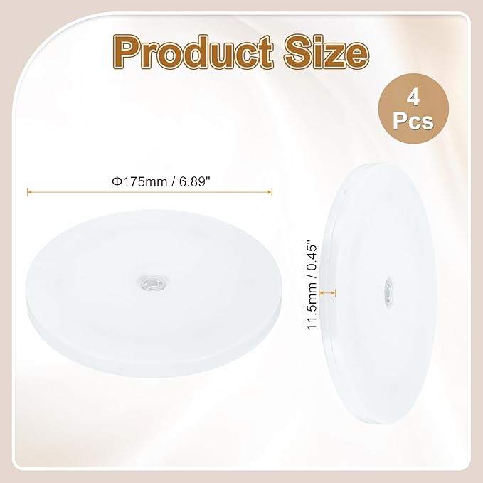 uxcell 4Pack Acrylic Lazy Susan Turntable, 7" Spinner Lazy Susan Turntable Organizer, Acrylic Ball Bearing Rotating Tray for Pantry Spice Rack Decorating, White