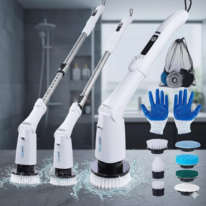 Electric Spin Scrubber - 2025 New Electric Scrubber for Cleaning Bathroom-Cordless Cleaning Brush with 8 Replacement Heads-Spin Brush for Cleaning Bathroom, Tub, Floor and Kitchen.