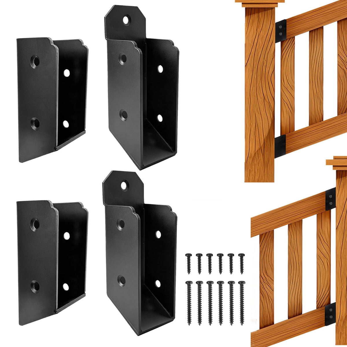 30° Deck Railing Stair Brackets Connectors,Heavy Duty Steel 1.2 - Image 1