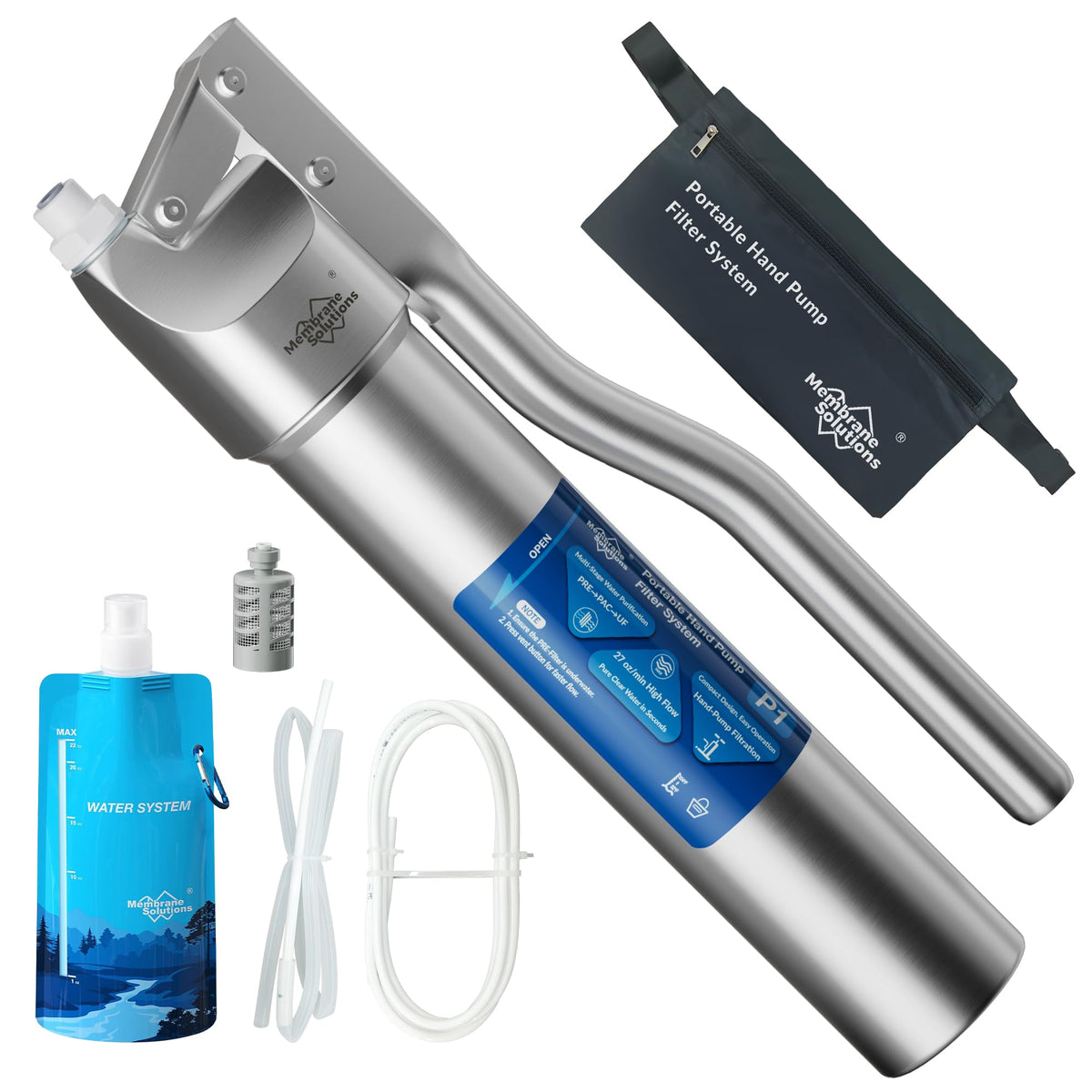Membrane Solutions P1 Stainless Steel Hand Pump Water Filter - Image 1