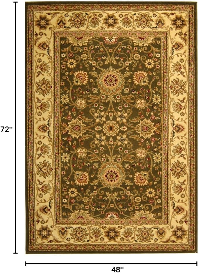 SAFAVIEH Lyndhurst Collection Accent Rug - 4' x 6', Sage & Ivory, Traditional Oriental Design, Non-Shedding & Easy Care, Ideal for High Traffic Areas in Entryway, Living Room, Bedroom (LNH212C)
