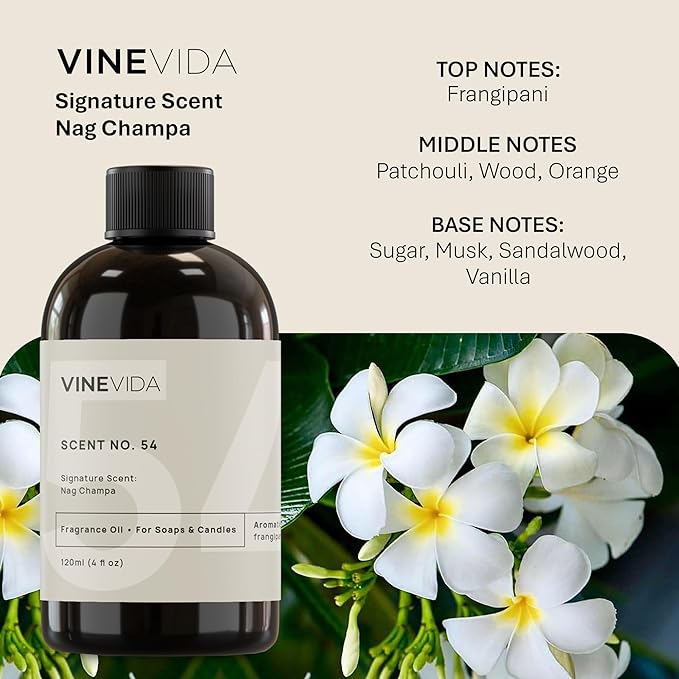 VINEVIDA [4oz] Nag Champa Fragrance Oil for Candle Making and Soap Making - Premium Candle Scents for Soy Candles