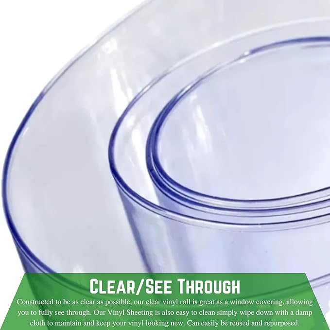 Farm Plastic Supply - Clear Vinyl Sheeting - 80 Mil - Vinyl Plastic Sheeting, Clear Vinyl Roll, Clear Vinyl Sheet for Storm Windows, Clear Vinyl, Covering, Tablecloth Protector (6.5' x 10')