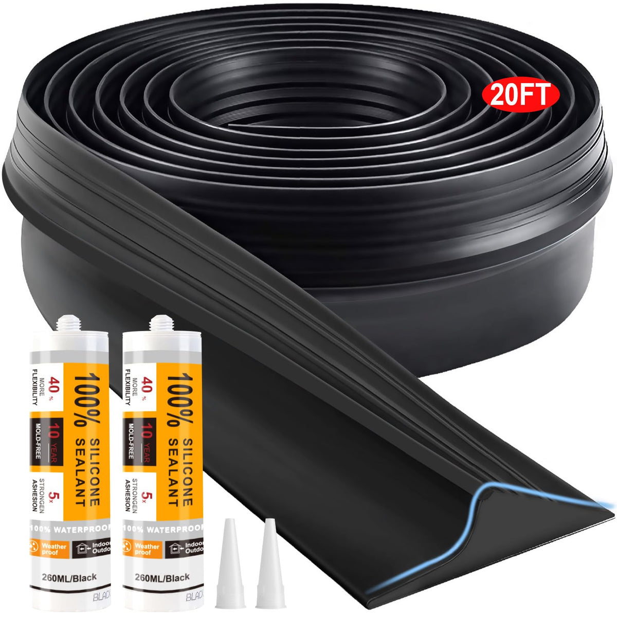 Jin&Bao Universal Garage Door Threshold Seal Strip 20FT | Home Repair - Image 1
