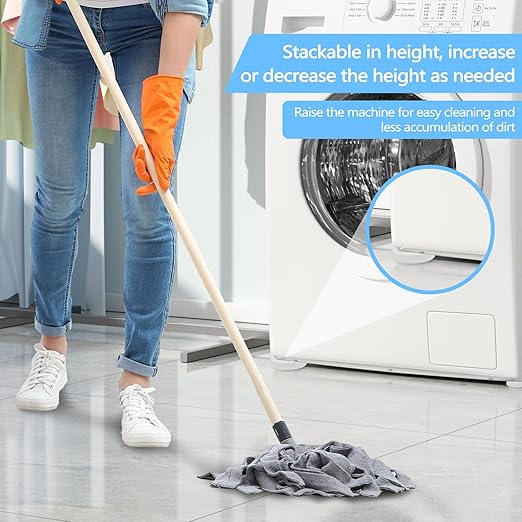 12 Pieces Anti Vibration Pads for Washing Machine, Silent Washer Dryer Feet Anti Vibration Mat, Universal Rubber Washing Machine Stabilizer Support, Stop Moving Waling, Reduce Noise (White)