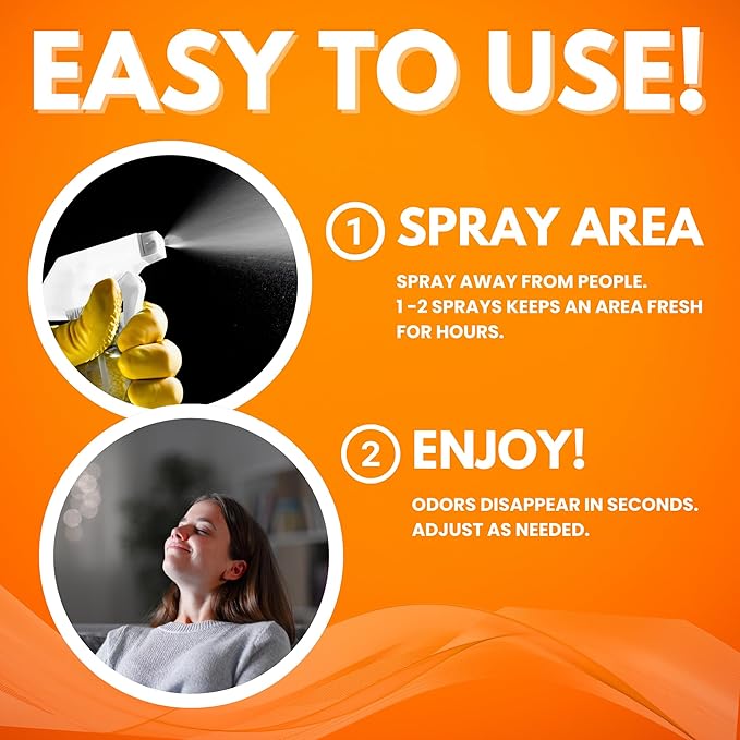 NI-712 Fresh Orange Odor Eliminator Spray (4 bottles) – Powerful, Long-Lasting Odor Neutralizer – Instant Air Freshener for Home, Car & More – Pint-Sized