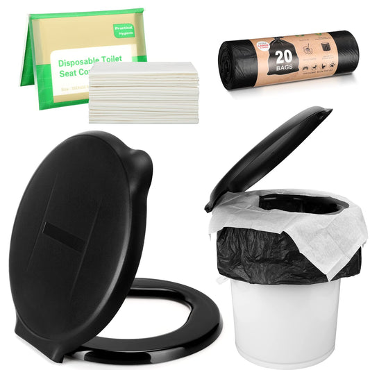 Glenmal 5 Gallon Bucket Toilet Seat Lid with Bags - Image 1