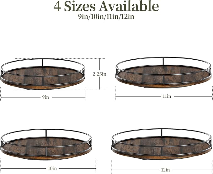 LAMU 9'' Lazy Susan Organizer for Table Top,Wooden Lazy Susan Turntable for Cabinet,Kitchen,Spice Organization,Bathroom Vanity,Rotating Pantry Storage for Table Decor