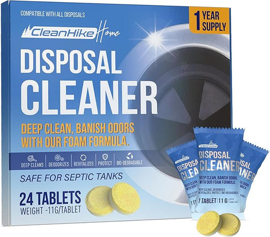 Garbage Disposal Cleaning Deodorizer Tablets - (24 Pack), Super Fresh Lemon Foam Deep Cleaning Action Sink, Garburator, Disposer Freshener, Natural Kitchen Drain Care - 1 Year Supply