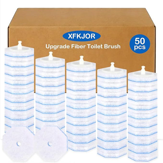 50 Count Toilet Wand Refills for Clorox - Upgrade Fiber Toilet Brush, 5X Cleaning Power Toilet Scrubber Refill, Compatible with Clorox Toilet Wand Refills, No Falling Apart | Fresh Fragrance