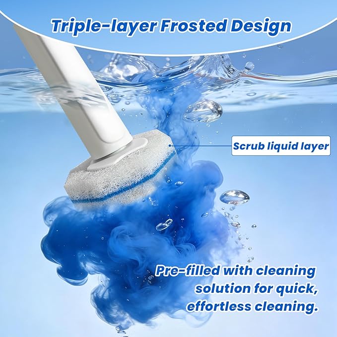 50 PCS Toilet Brush Heads Wand Refills Compatible with Most Wand Starter Kit, Disposable Scrubber Brush Refills for Disposable Toilet Bowl Cleaning System