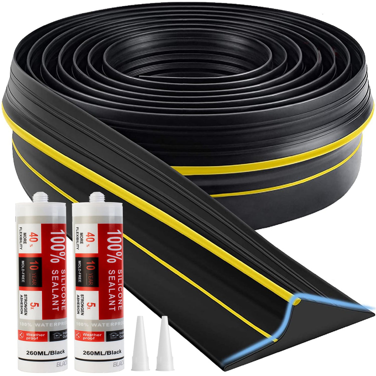 Jin&Bao Universal Garage Door Threshold Seal 20FT Rubber | Home Repair - Image 1