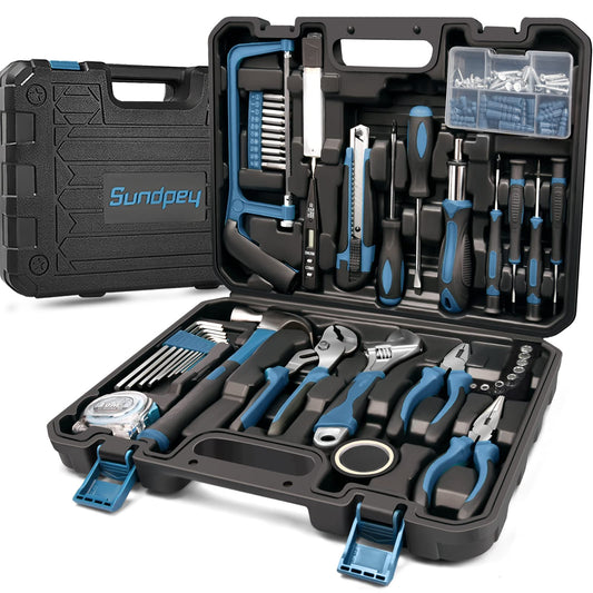 Sundpey 148 Pcs Portable Basic Hand Repair Home Tool Kit Set with Case Blue