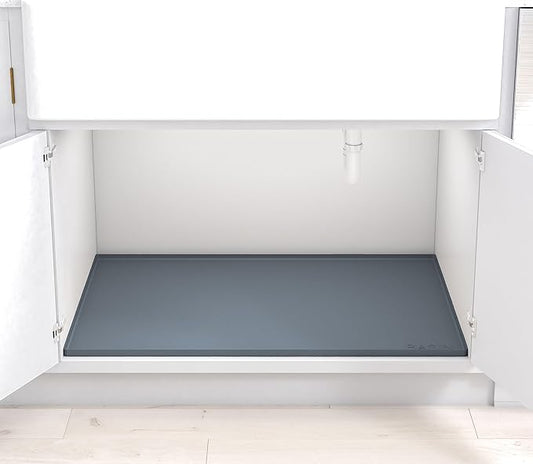 BASIN - Heavy Duty Under Sink Mat - Original Silicone Under Sink Mats for Waterproof - Under Sink Tray - Under Sink Cover Kitchen Cabinet Liner - 28x22