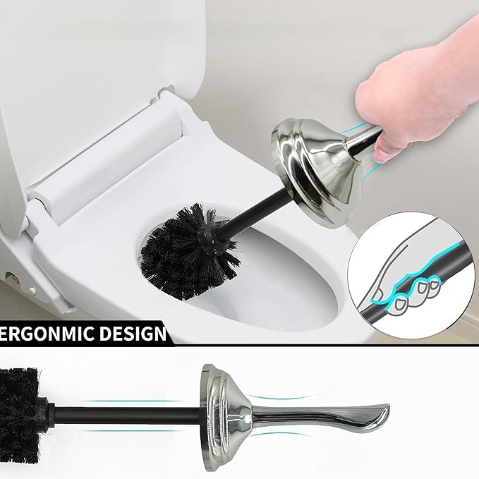 Vince Camuto Toilet Bowl Brush with Holder, Durable Bathroom Cleaning Tool, Modern Design for Easy Toilet Maintenance, Bathroom Cleaner Brush for Efficient Cleaning and Hygiene