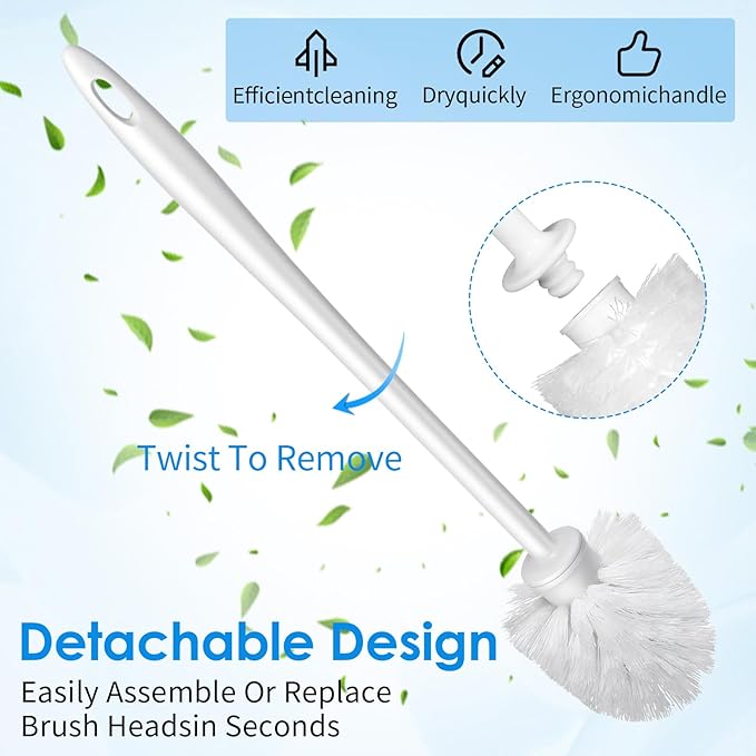 15 Pcs 14.6 Inch White Plastic Toilet Brush, Commercial Heavy Duty Toilet Bowl Cleaner with Long Handle for Bathroom Cleaning