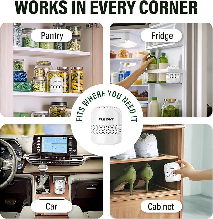 Refrigerator Deodorizer - Long Lasting Fridge Odor Eliminator and Smell Absorber, No Need Baking Soda Replacement, Works as Freezer Freshener & Organizer Accessory White