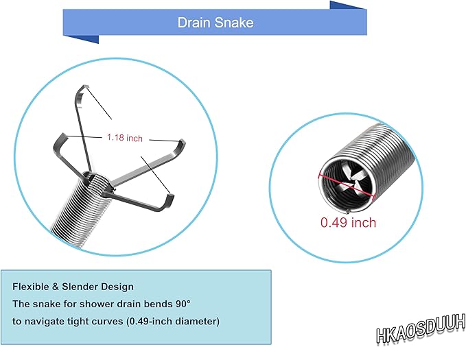 Drain Snake 79 inch Drain Clog Remover - Gutter Cleaning Tools Cleaner for Toilet Sewer Shower Kitchen Bathroom Tub Clogged Opener Cleaning Tool, Flexible Reach Grabber