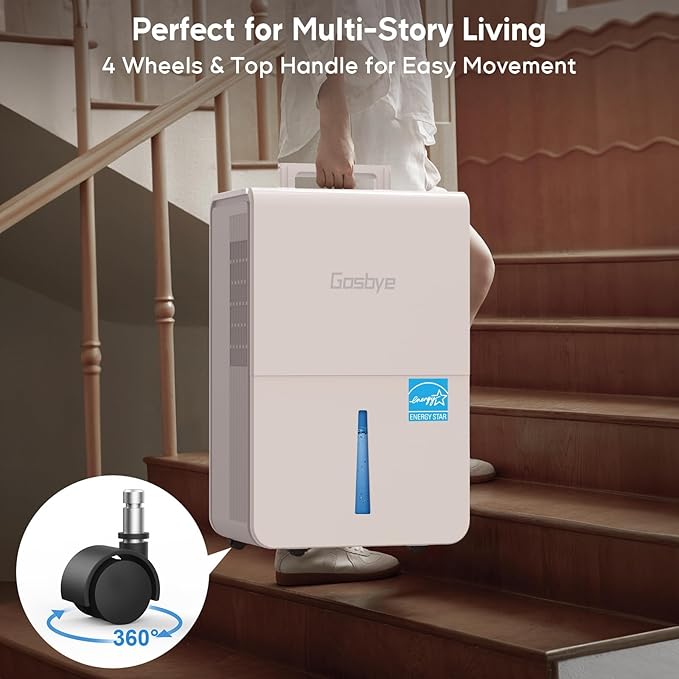 4500 Sq.Ft. 2025 Energy Star Dehumidifier for Basement & Large Rooms with Drain Hose, Max 115 Pints/Day | 45dB Quiet Compressor | 1.7 Gal Water Tank | Auto Shut-Off & Restart, White