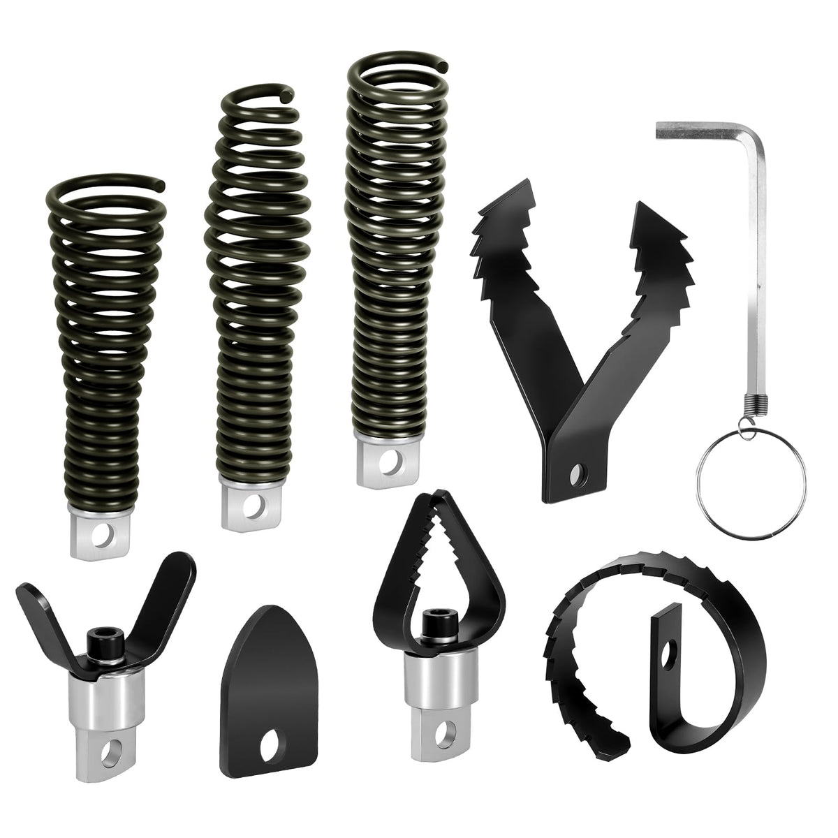 8-Piece Drain Snake Drill Attachment, Cutter and Auger Set - Image 1