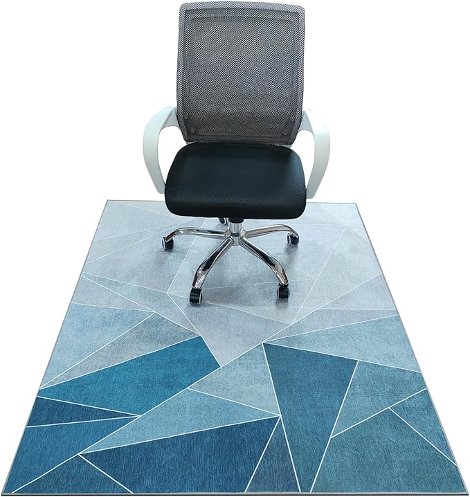 Office Chair Mat for Hardwood Floor,48"*60" Highly Premium Quality Rolling Office Mat- 3.86lbs Anti-Slip Chair Rug Mat for Low-Pile Carpet Office Home Laminate Floor Blue Grey