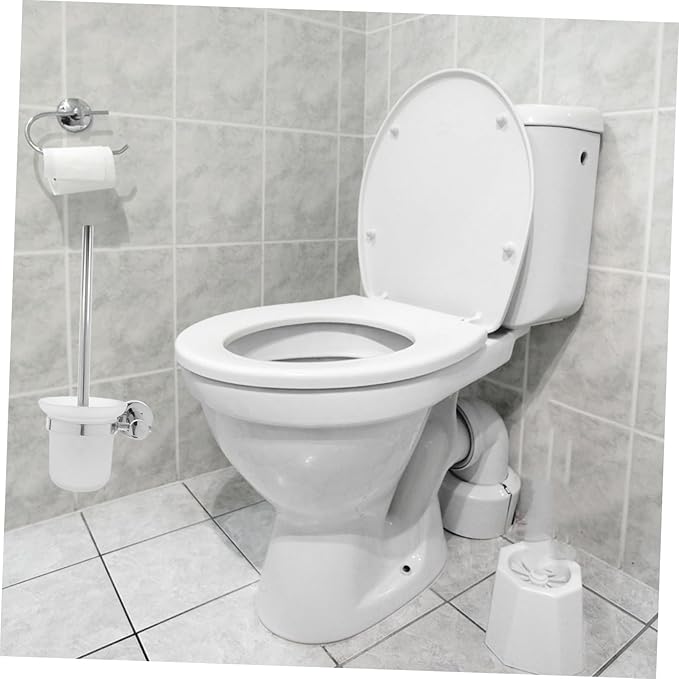 Garneck Stainless Steel Toilet Bowl Brush with Holder Long Handle Bathroom Cleaning Brush for Deep Scrubbing Glass Cup Storage Gentle Non-Scratch Bristles for Spotless Home Maintenance