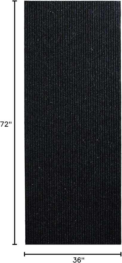 iCustomRug Ribbed Entryway Door Mat – 3'x6' Black, Indoor/Outdoor, Non-Slip TPR Rubber Backing, Low-Profile All-Weather Carpet, Non-Shedding & Easy Care, Utility Rug Ideal for High Traffic Areas