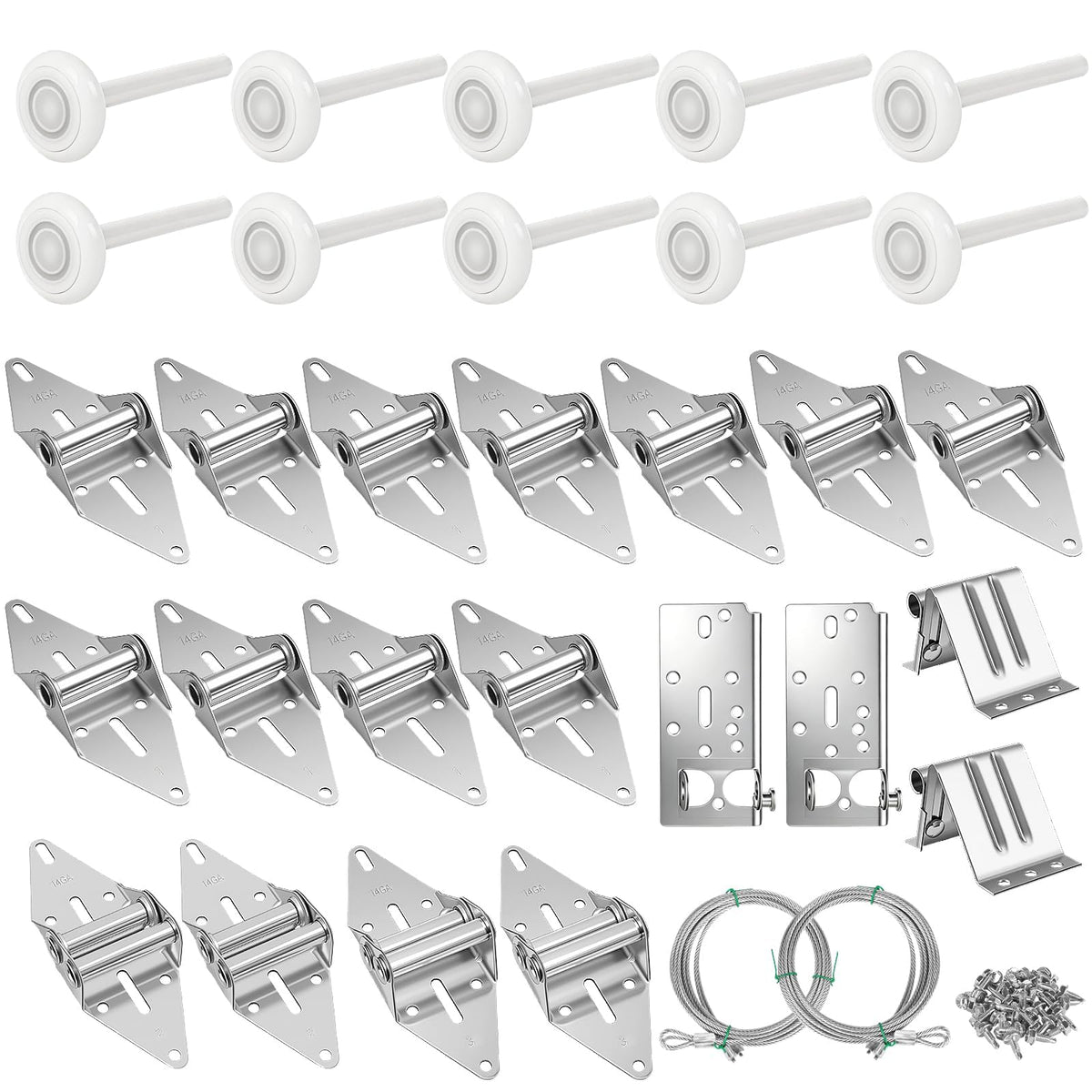 Garage Door Hardware Kit, White, Fits 16x7 & 18x7 Doors - Image 1