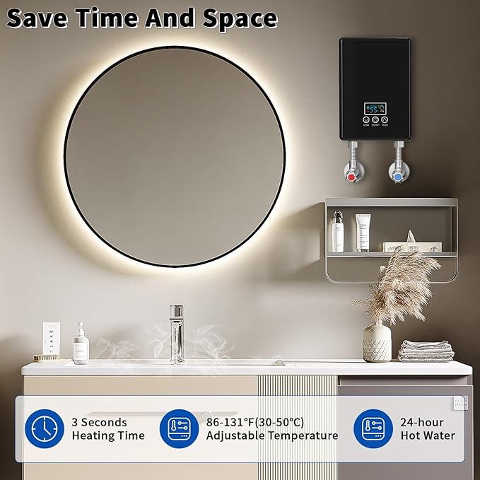 Tankless Electric Water Heater,110V 5500W Under Sink Instant Water Heater with Digital Display Touch Screen&Remote Control On-Demand for Point Of Use for Kitchen,Laundry,RVs