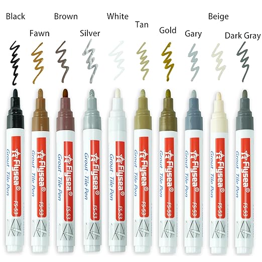 10 Piece Tile Grout Color Pen Refill Wall Gap Grout Renew Marker for Tiles Floor Kitchen Bathroom (Beige)