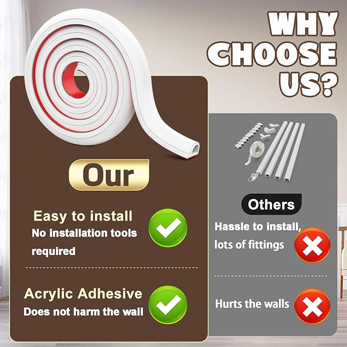 Wall Cord Hider 390 Inch, Self Adhesive Cable Hider Cord Cover for Wires, Flexible Wire Cover Cable Raceway for Cord Management W0.59 H0.39in White