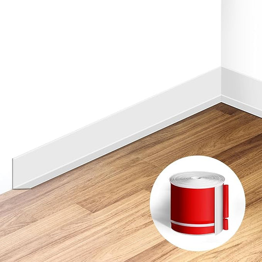 Flexible Baseboard Molding Trim 3 Inch(W) x 66 Feet(L) Self Adhesive Vinyl Wall Base Peel and Stick Cove Base,Rubber Wall Base. (White)